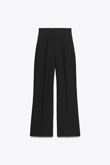 Zara HIGH-WAISTED ZIPPER PANTS ZW COLLECTION - Black