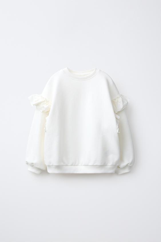 SUDADERA APLIQUE VOLANTES - Crudo de Zara - Imagen 0
