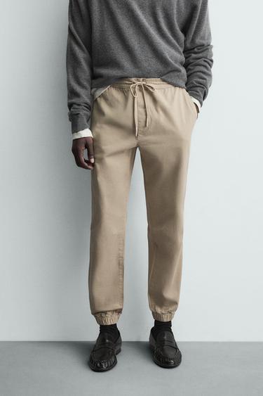 بنطلون بخصر JOGGER SLIM FIT - بيج الخاص بـ Zara