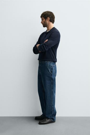 PANTALON DENIM CHINO STRAIGHT FIT - Bleu de Zara - Image 2