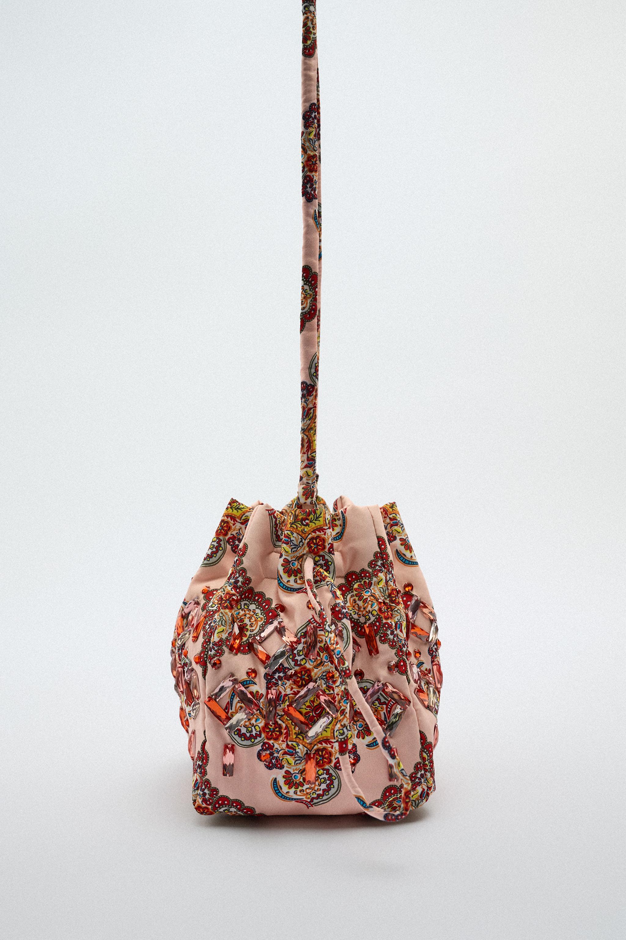 Zara Light Punk Beaded deals Bucket Bag