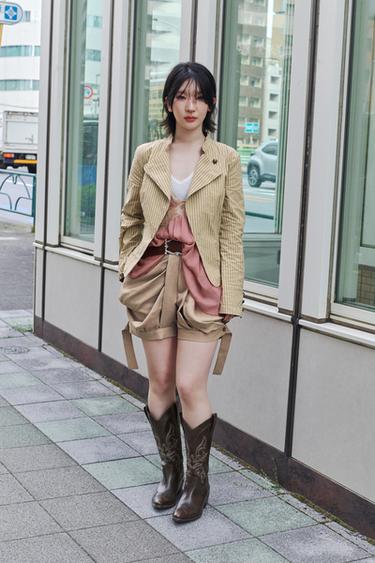ZW プリーツ入りフルイドショートパンツモールグレーZaraのZW プリーツ入りフルイドショートパンツ - モールグレー 