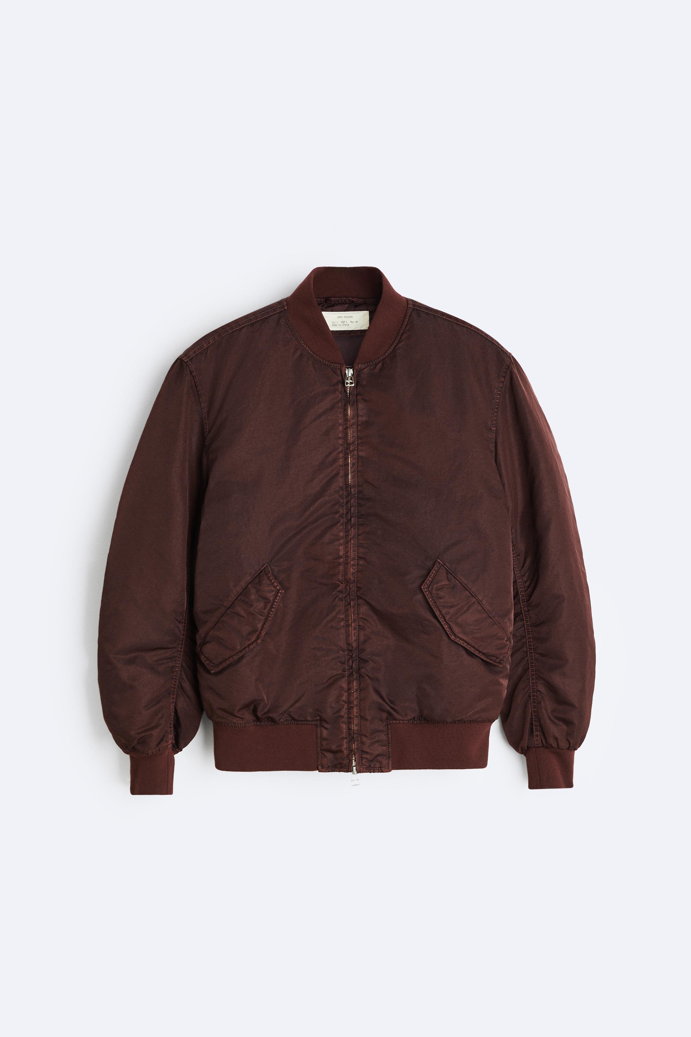 Zara burgundy cheap bomber jacket