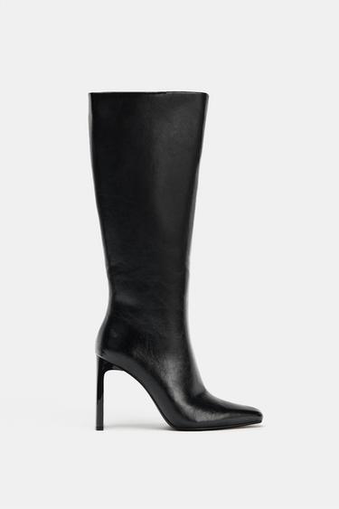 POINTED TOE HEELED BOOTS - Black by Zara