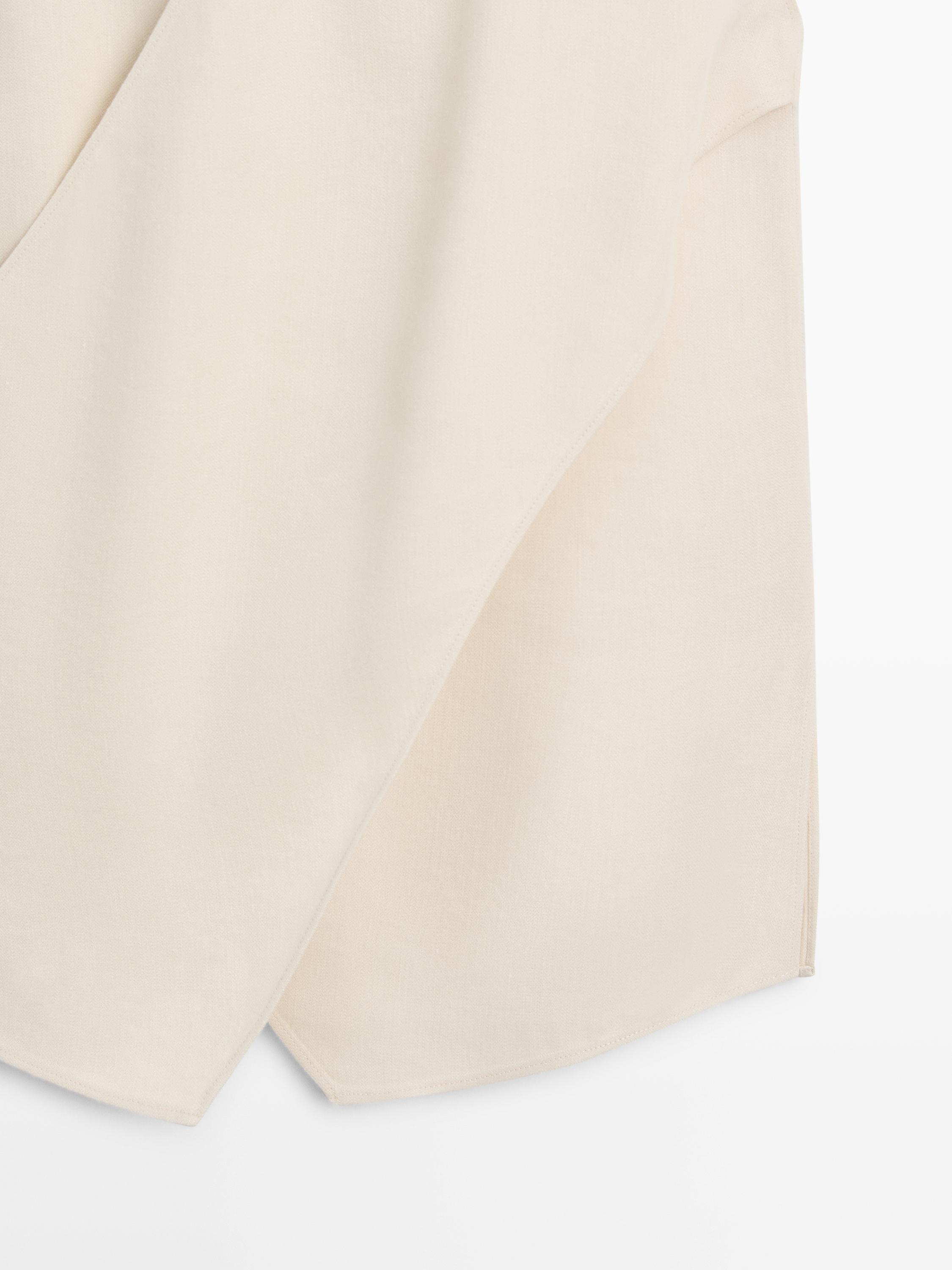 Flowing linen blend crossover top