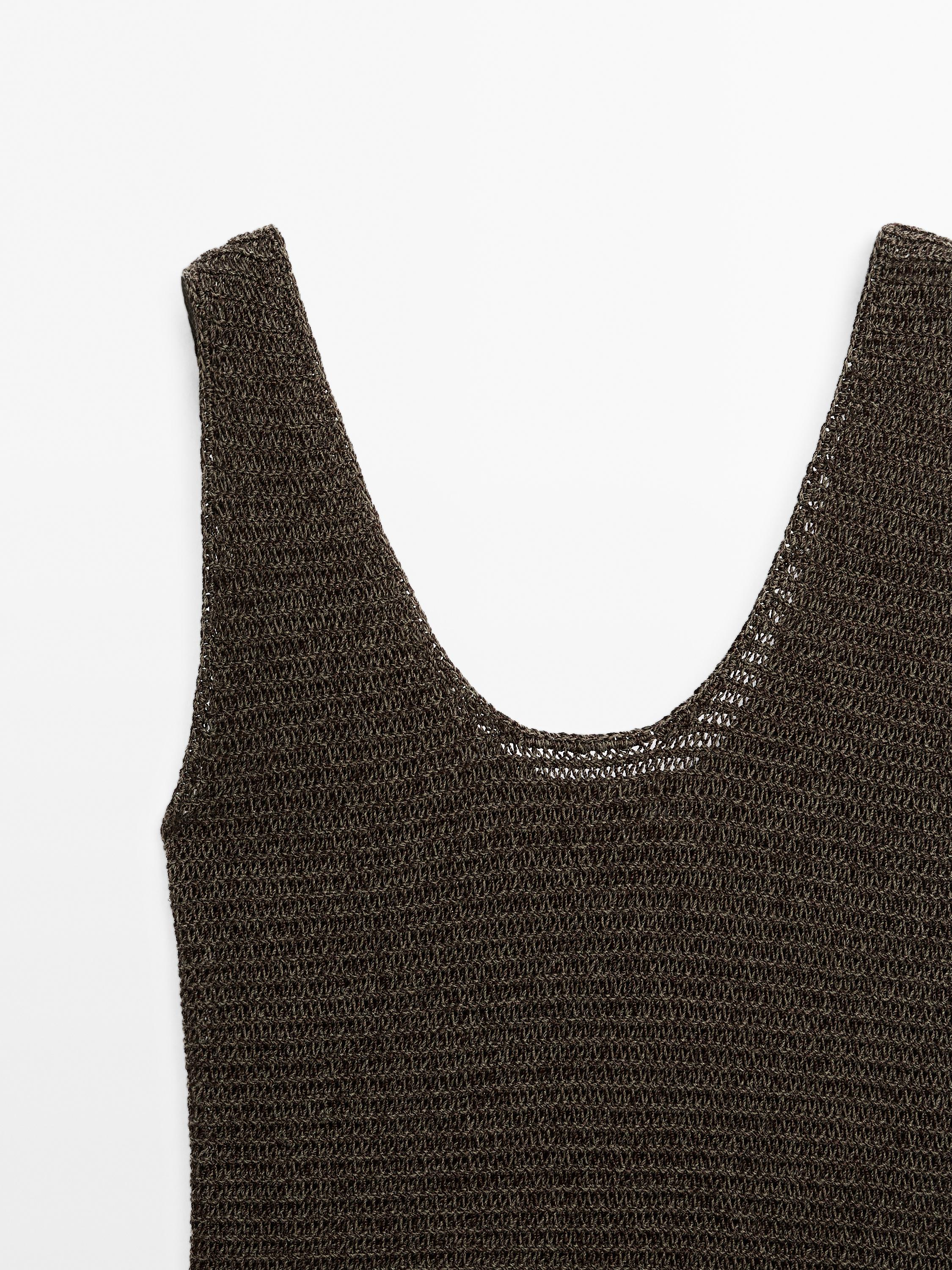 Top coton en maille à col rond