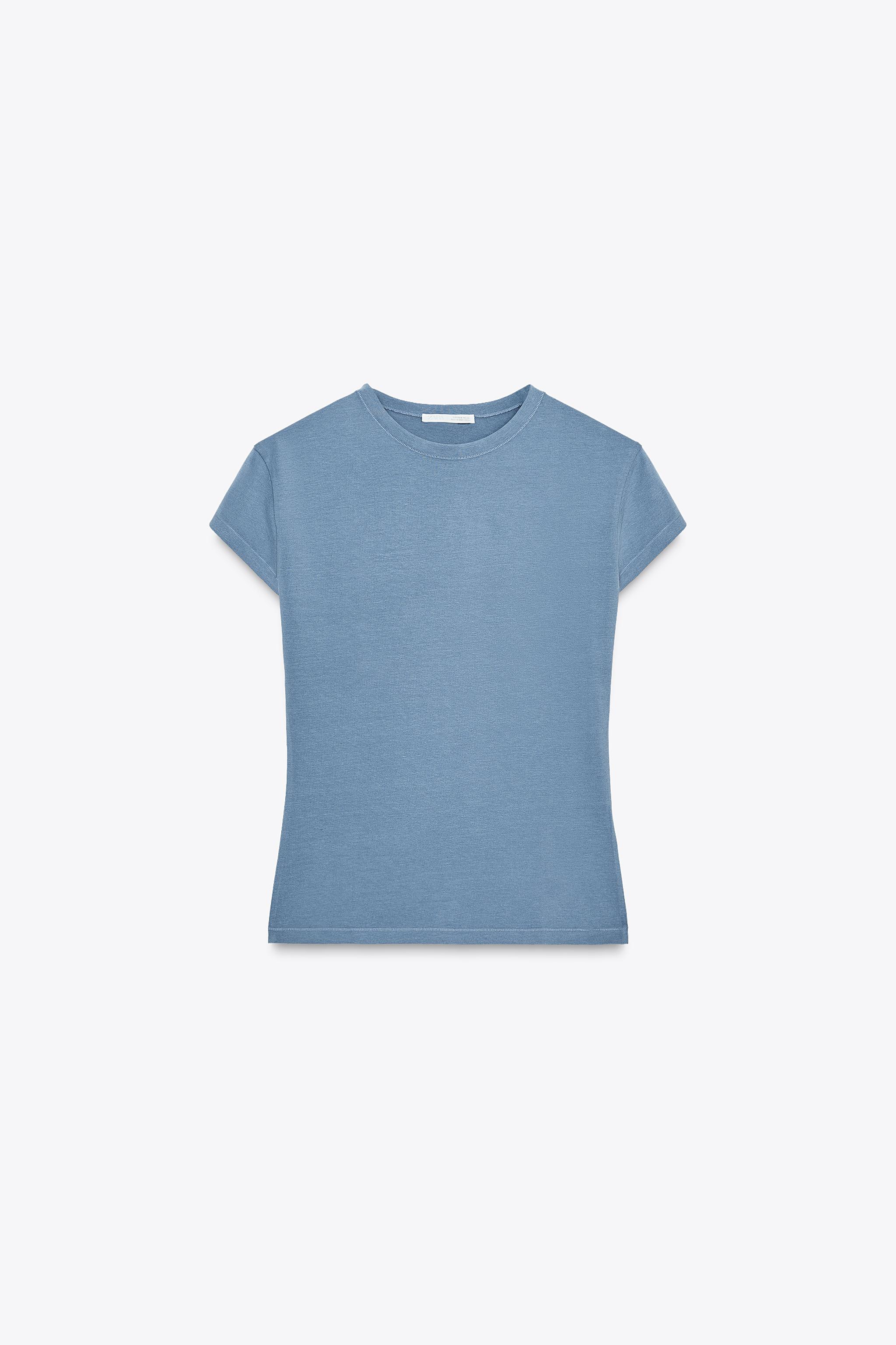 SHORT SLEEVE T-SHIRT - Blue | ZARA Australia