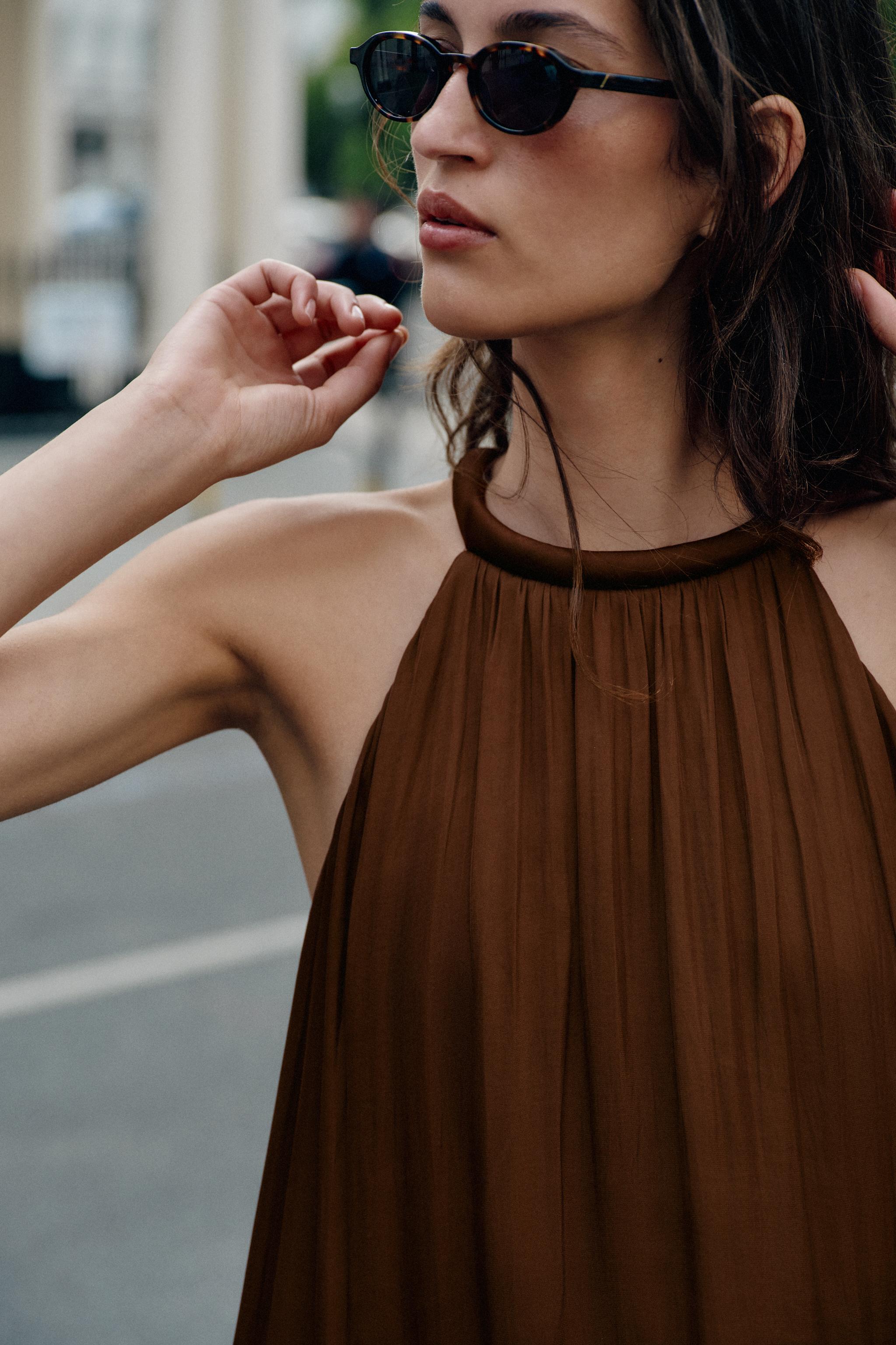 ASYMMETRIC SATIN MIDI DRESS