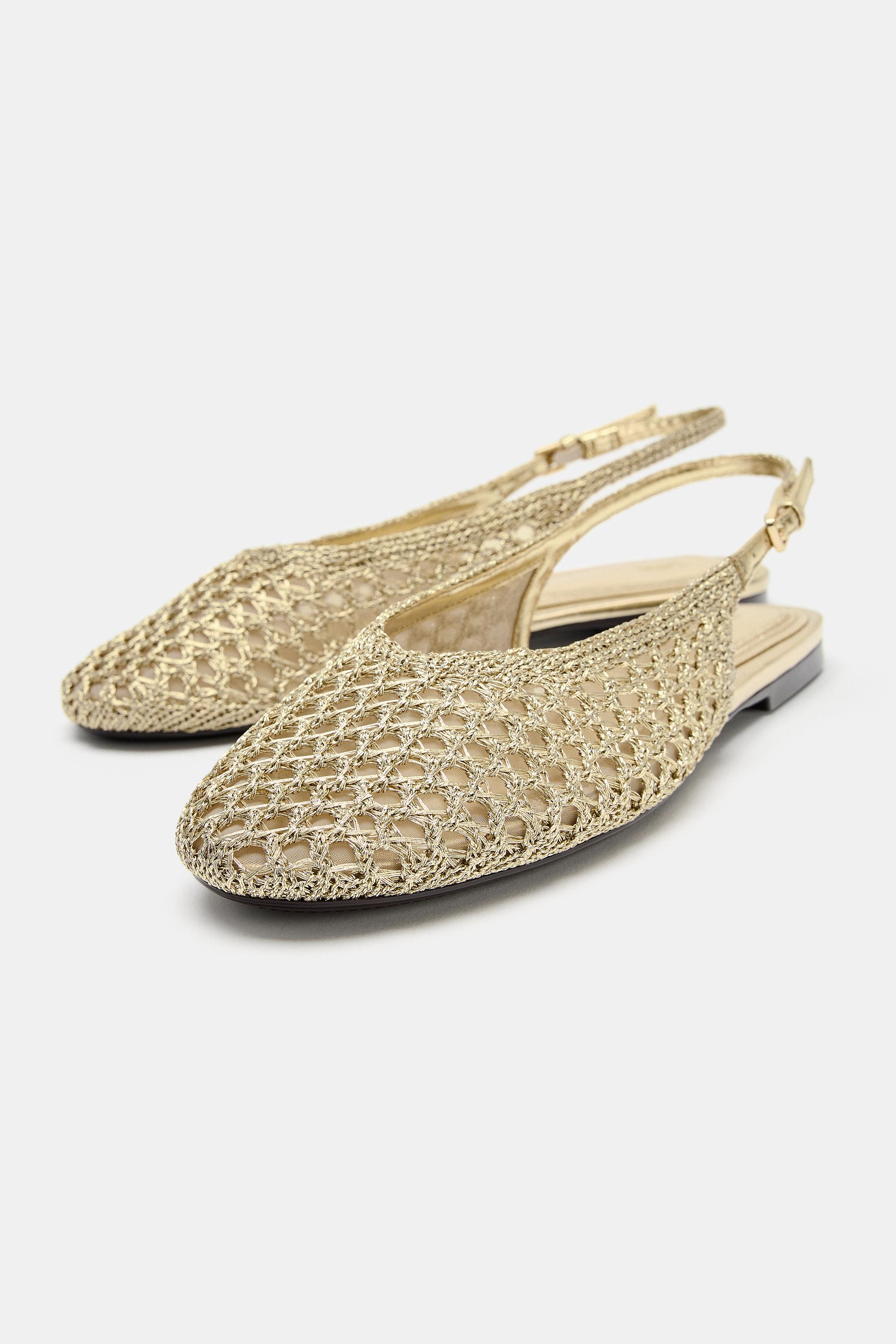 Обувь Zara METALLIC BRAIDED EFFECT SLINGBACK FLATS — фото 3