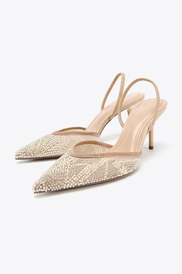 RHINESTONE SLINGBACK SHOES - Beige by Zara - Image 1