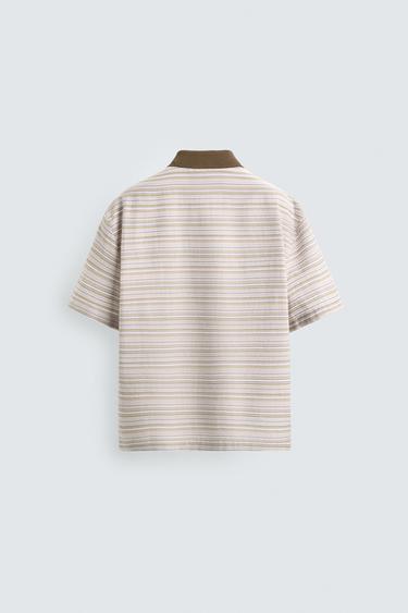 RELAXED FIT STRIPED POLO SHIRT - Lime by Zara - Image 7