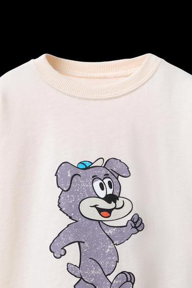 Zara BEAR PRINT T-SHIRT - Ecru