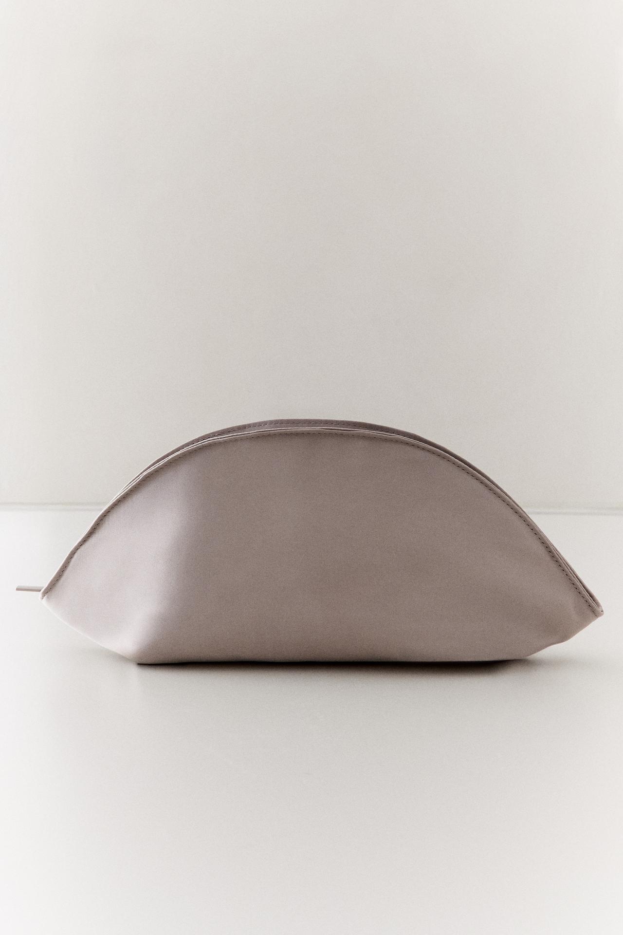 CRESCENT SATEEN MAKEUP BAG — Toasted Brown