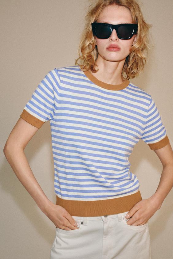 ТОП В ПОЛОСКУ — Синий/Белый от Zara — изображение 0