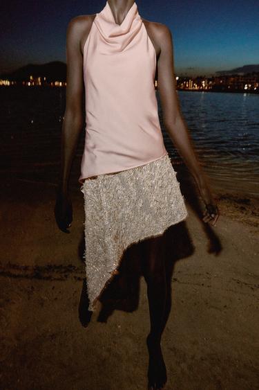 ROBE MIDI BIMATIÈRE PAILLETTES - Multicolore de Zara - Image 1