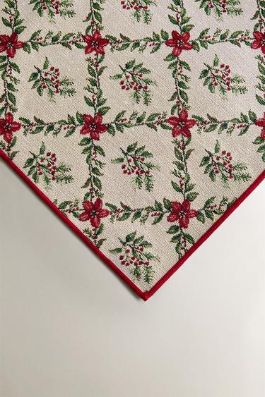 CHRISTMAS DIAMOND JACQUARD TABLE RUNNER - Red by Zara - Image 2