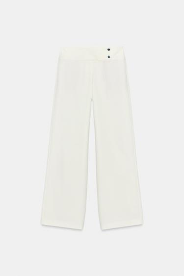 Zara PANTALONE RAVNOG KROJA SA PLITKIM STRUKOM – Ekru