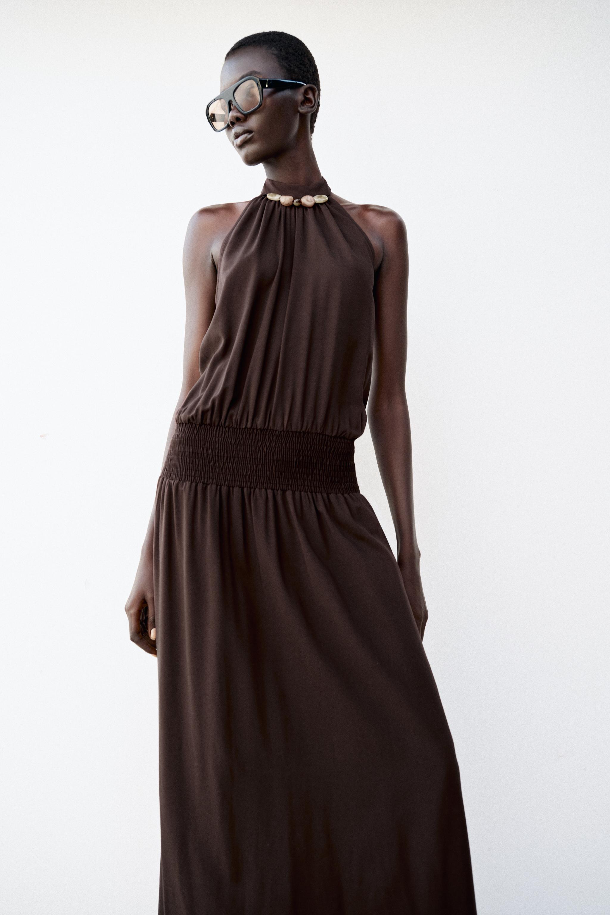 Женские платья Zara BEADED HALTER DRESS — фото 3