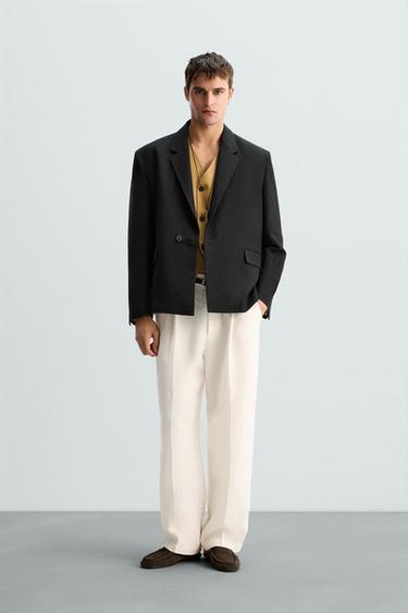 LIMITED EDITION LINEN/COTTON SUIT BLAZER - Black by Zara - Image 0