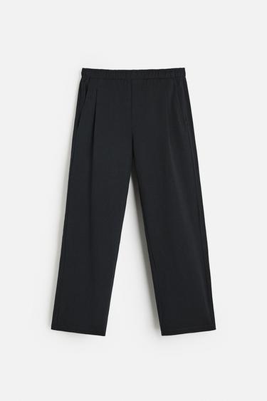 CALÇA JOGGER COM PREGAS - Azul-marinho-escuro da Zara