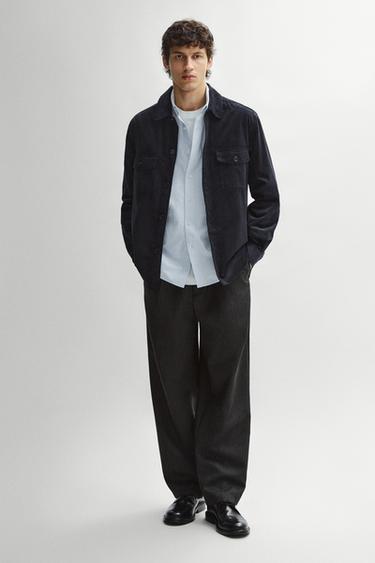 Corduroy overshirt with pocket detail — Navy blue 1