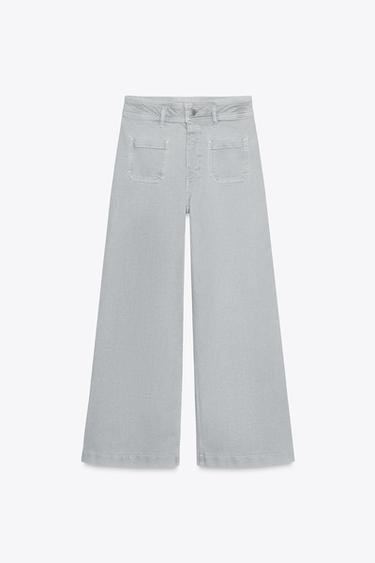 Zara ZW COLLECTION HIGH WAIST WIDE LEG JEANS - Gray
