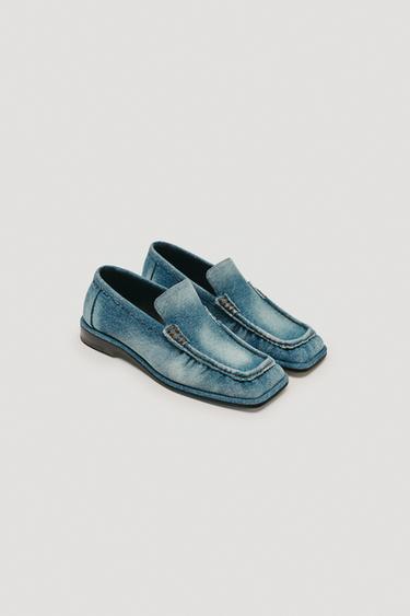 Zara LIMITED EDITION DENIM LOAFERS - Denim Blue