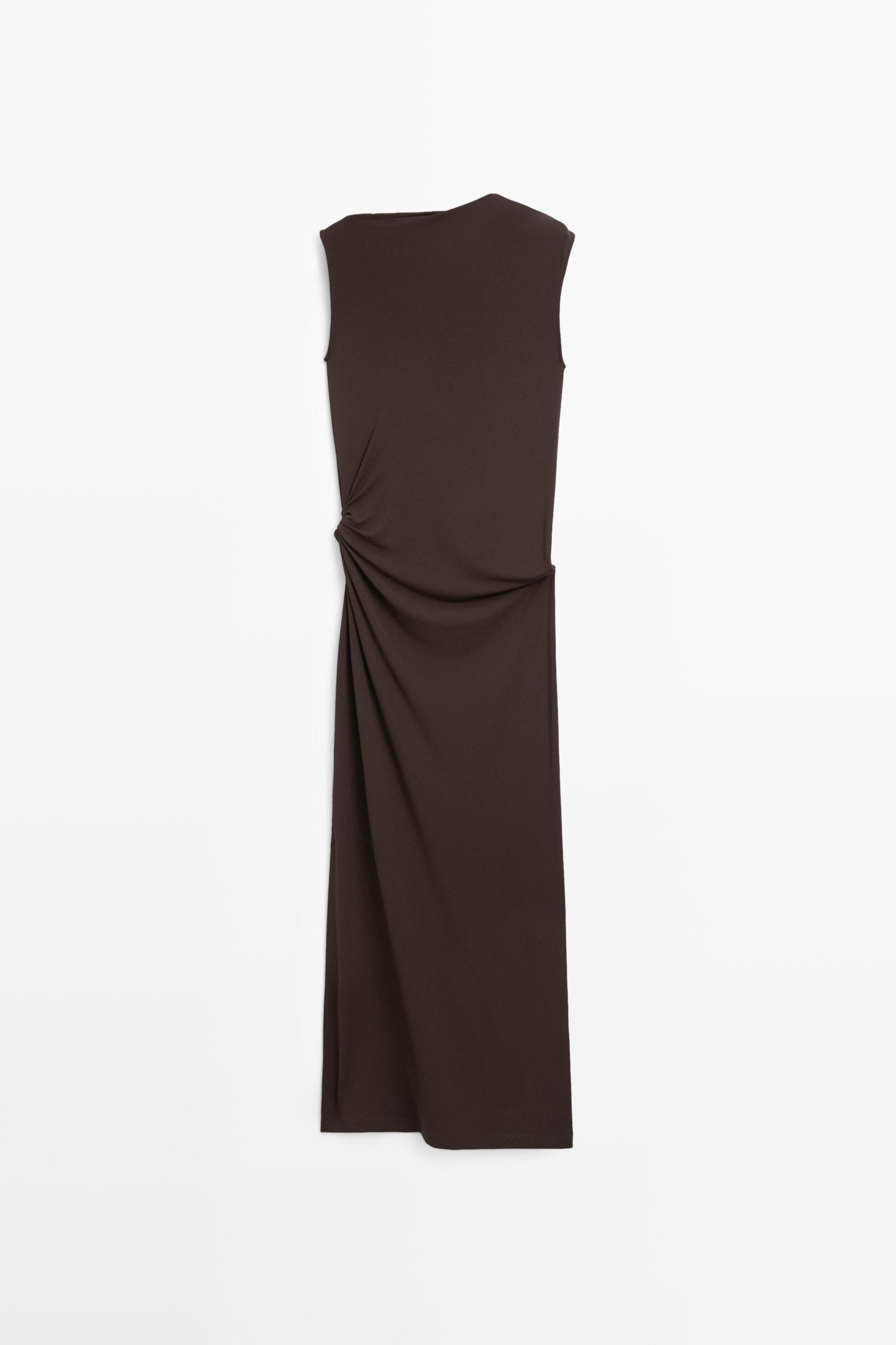 zara ruched brown dress Zara Chocolate Adjustable Dress