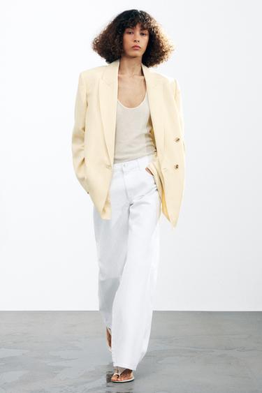 JEANS ZW COLLECTION WIDE LEG TIRO BAJO - Blanco de Zara