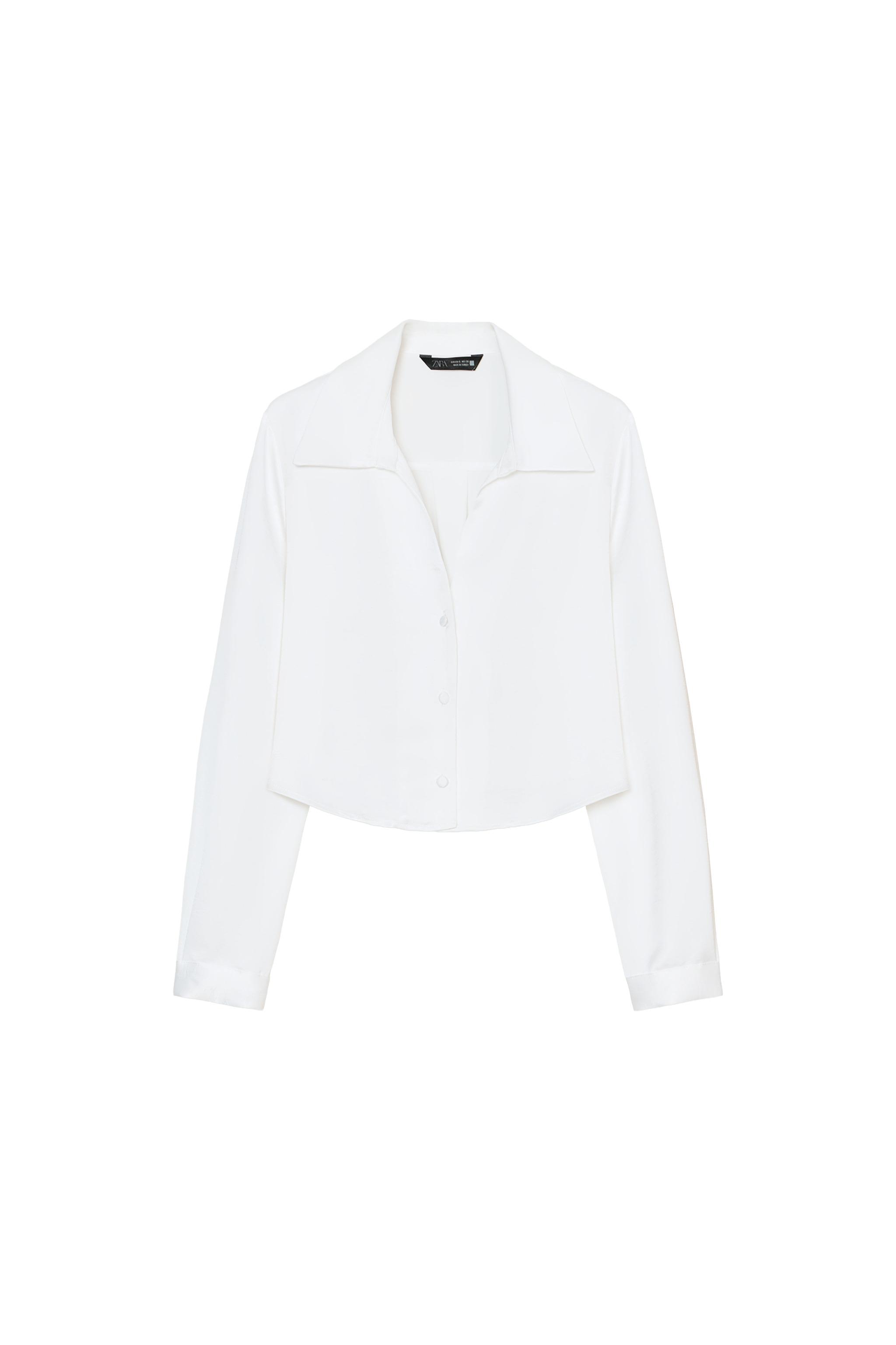 CROPPED SATIN EFFECT SHIRT - White | ZARA United States