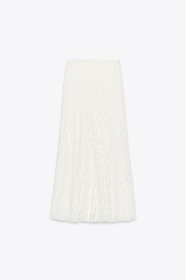 FLARED LACE MAXI SKIRT - White by Zara - Image 6