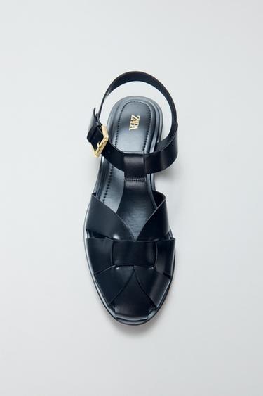 FLAT CAGE SANDALS - Black by Zara