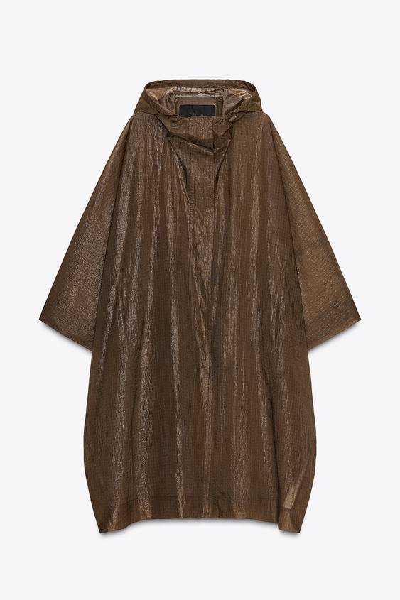 PARKA PONČOVÉHO STŘIHU OVERSIZE S KAPUCÍ ZW COLLECTION - Hnědá od Zara - Obrázek 4