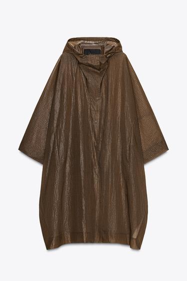 ZW COLLECTION OVERSIZE HOODED CAPE PARKA - Brown by Zara - Image 4