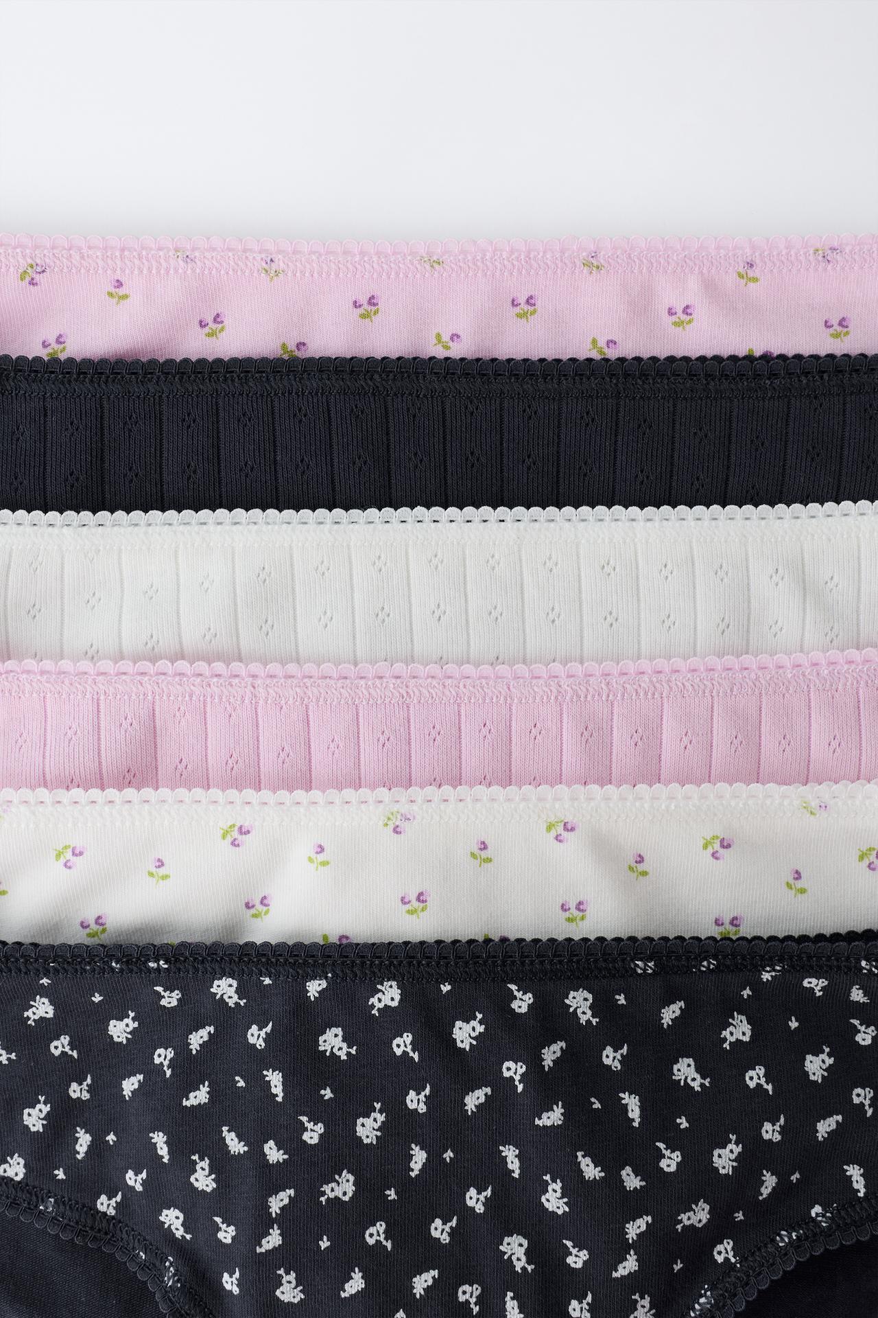 AGES 6-14 / 6-PACK POINTELLE AND FLORAL UNDERWEAR — Multicolored