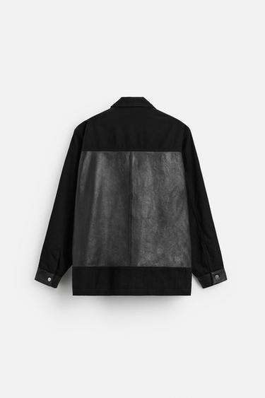 VESTE EN MATIÈRES VARIÉES AVEC CUIR - Noir de Zara - Image 7