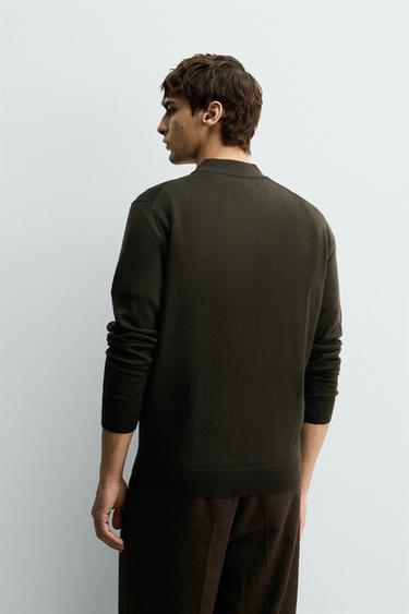 WOOL KNIT POLO SHIRT - Dark khaki by Zara - Image 2