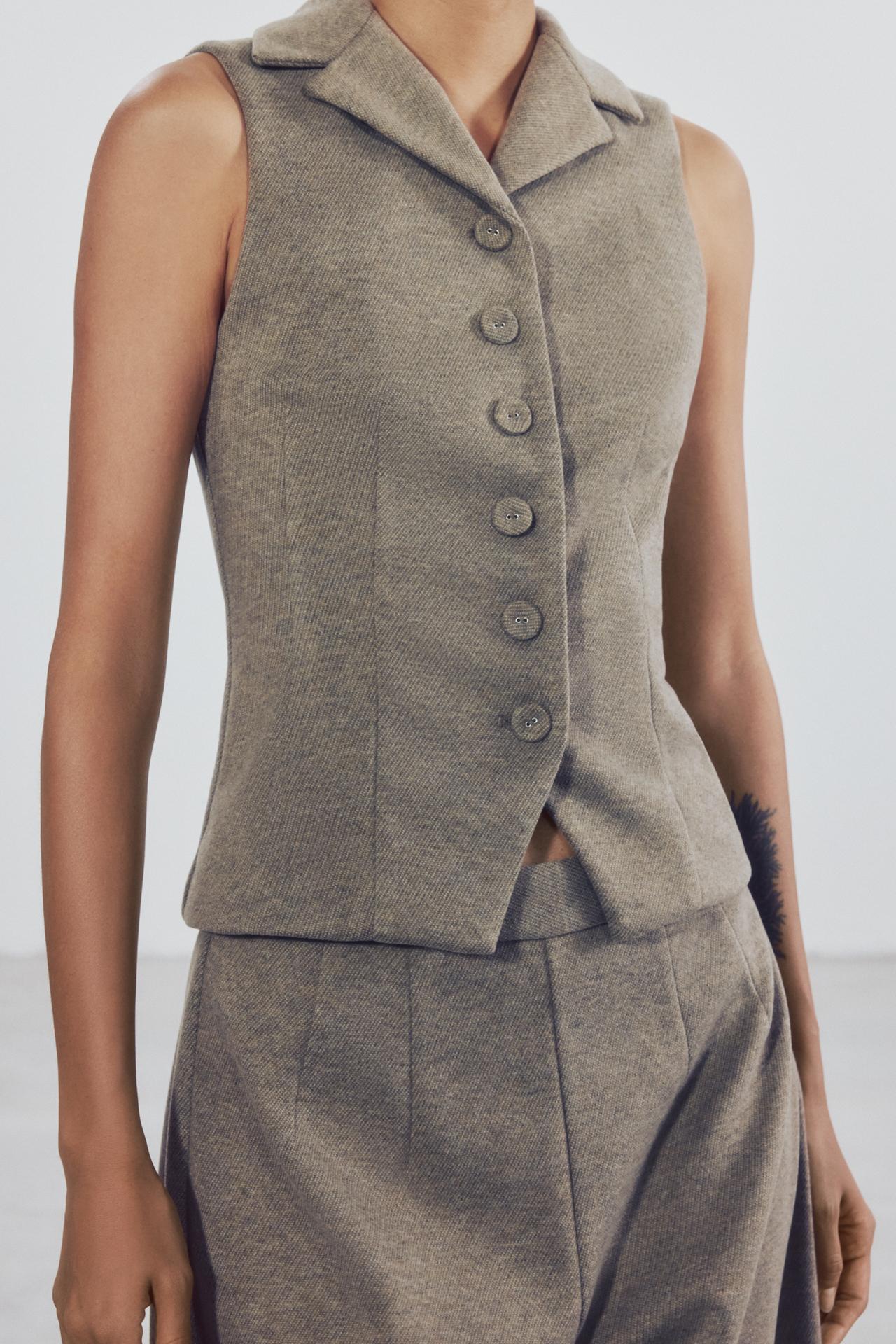 TAILORED VEST — Mid-mink