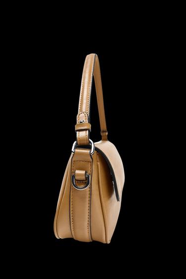 Zara DOUBLE HANDLE CROSSBODY BAG - Dark tan