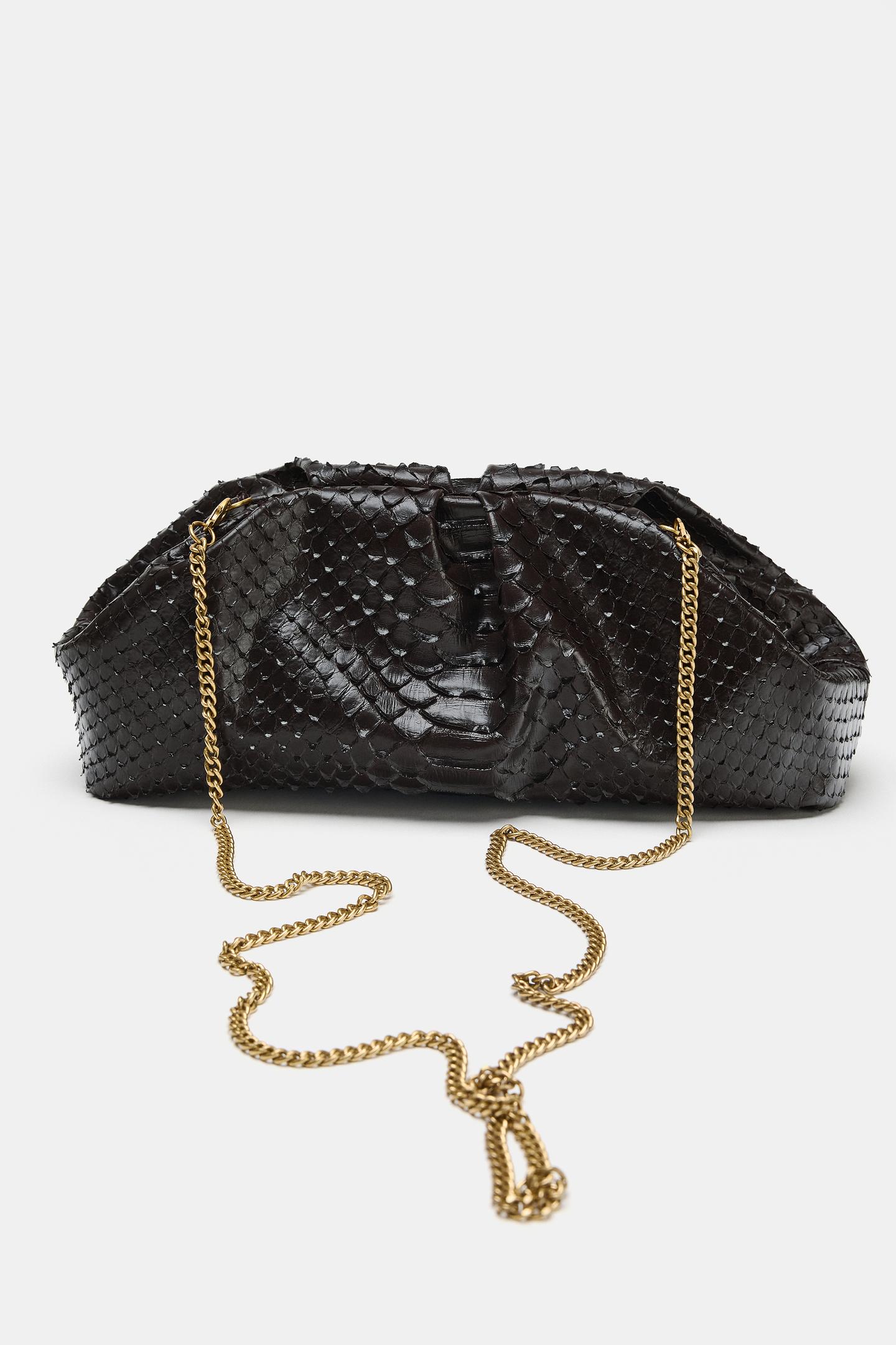 Женская сумка Zara Animal-Print Envelope, цвет: Коричневый — фото 2