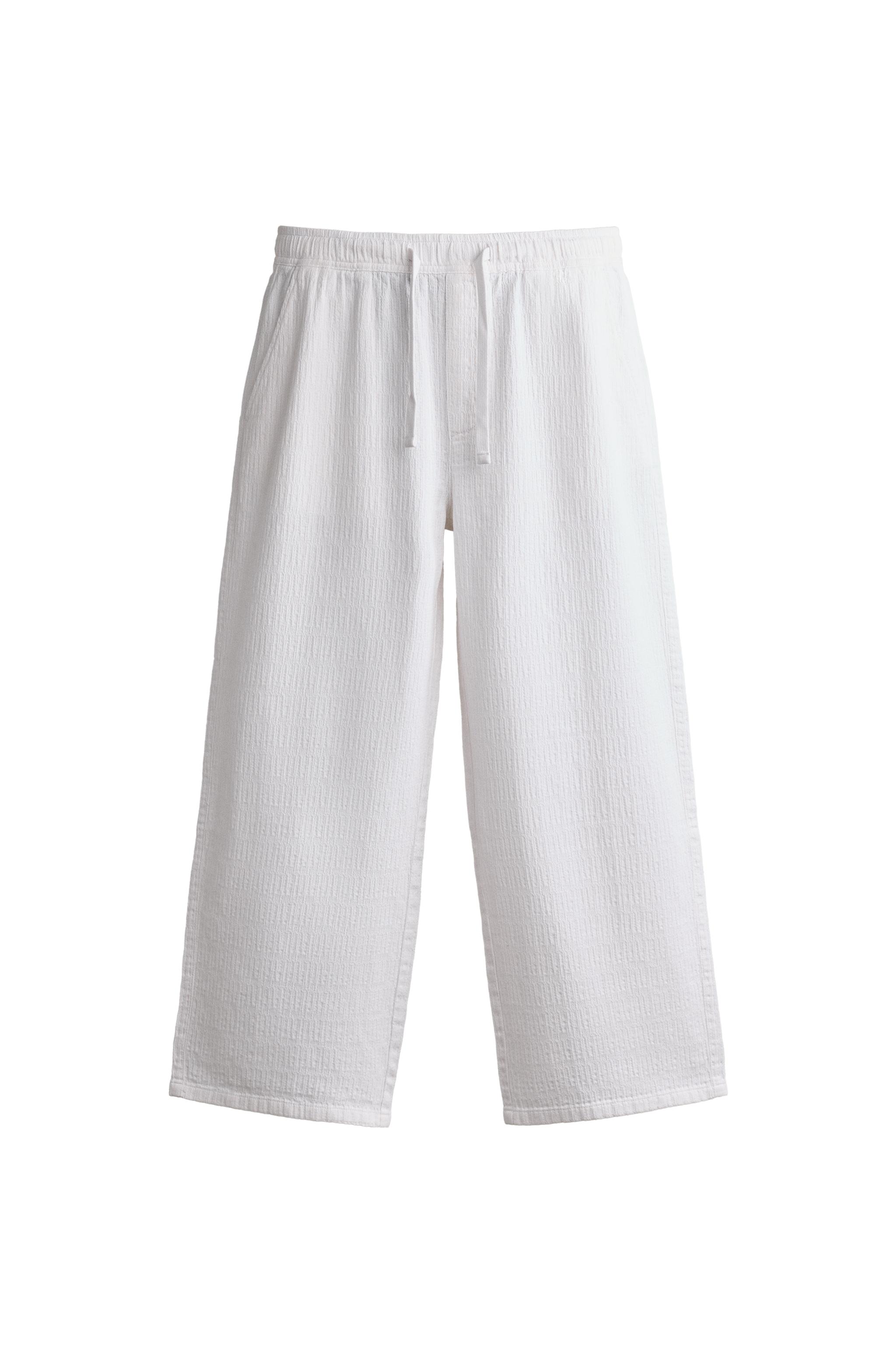 WASHED JACQUARD RELAXED FIT PANTS - White | ZARA United States