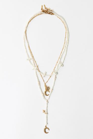 Zara 3-PACK PEARL SUN MOON NECKLACES - 109