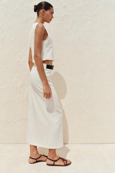 SLEEVELESS CREPE TOP - Ecru by Zara - Image 2