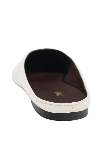 Zara LEATHER SLINGBACK FLATS - Off White