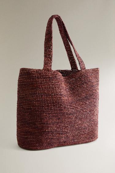 RAFFIA TOTE - Burgundy Red by Zara - Image 1