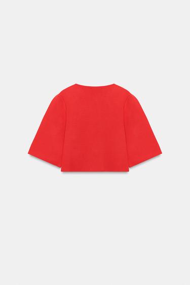 GILET COURT EN MAILLE - Rouge de Zara - Image 5