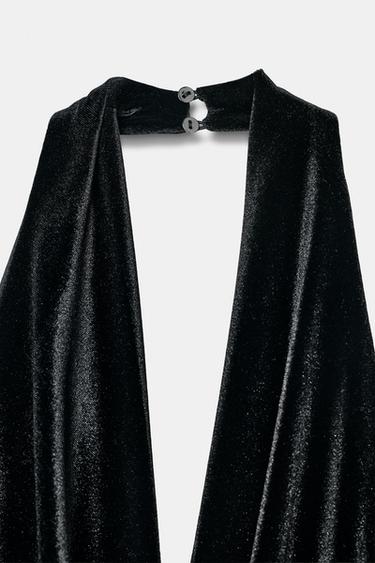 ROBE COURTE EN VELOURS À FRANGES - Noir de Zara - Image 7