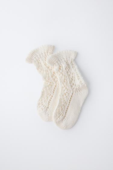CHAUSSETTES AJOURÉES EN COTON ET SOIE - Écru de Zara - Image 2
