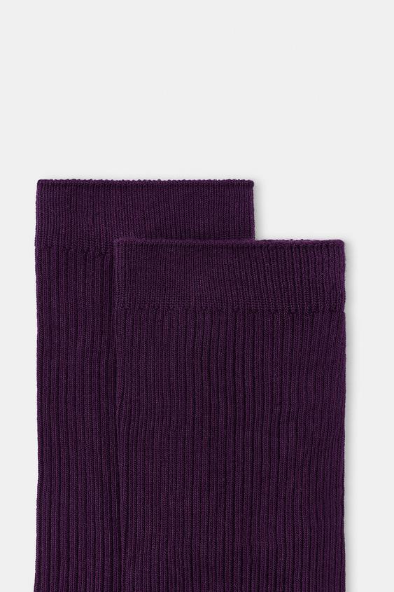 2-PACK OF PLAIN RIBBED SOCKS - Purple by Zara - Image 6