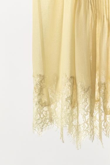 GEORGETTE PLEATED LACE TOP - Yellow by Zara - Image 5